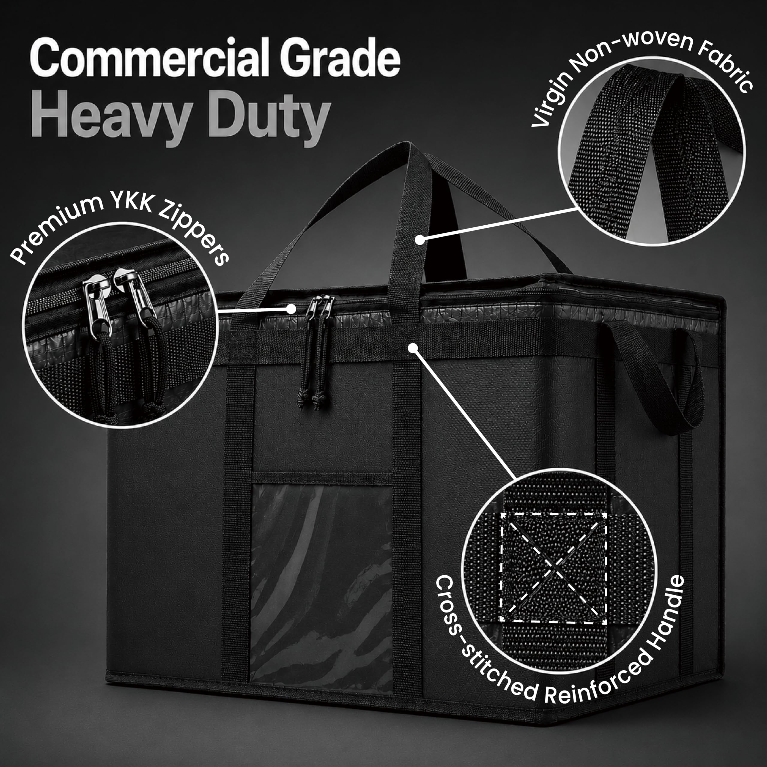 NZ Home Borsa per la consegna di cibo commerciale, XXXL Borsa per la spesa isolata, (confezione da 1)