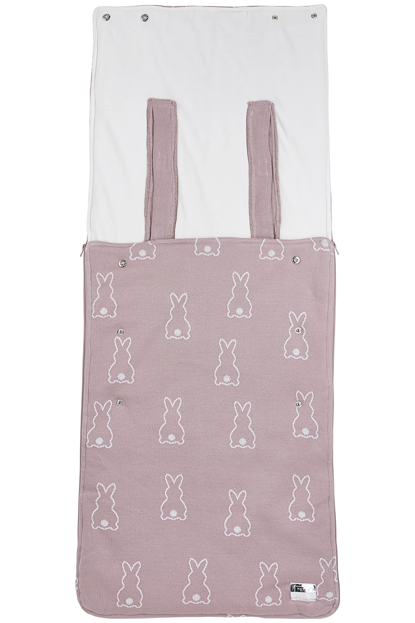 Meyco Baby X Mrs.Keizer Rabbit śpiworek na nogi do wózka spacerowego (wygodny i ciepły, wykonany w 100% z bawełny, pasuje do trzy- lub pięciopunktowego paska, można prać w pralce, wymiary: 45 x 130