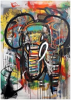 Vibrant Elephant Wall Art, Urban Art, Surrealism, Contemporary Design, Cotton Paper, Home Decor, Animal Art, Street Style