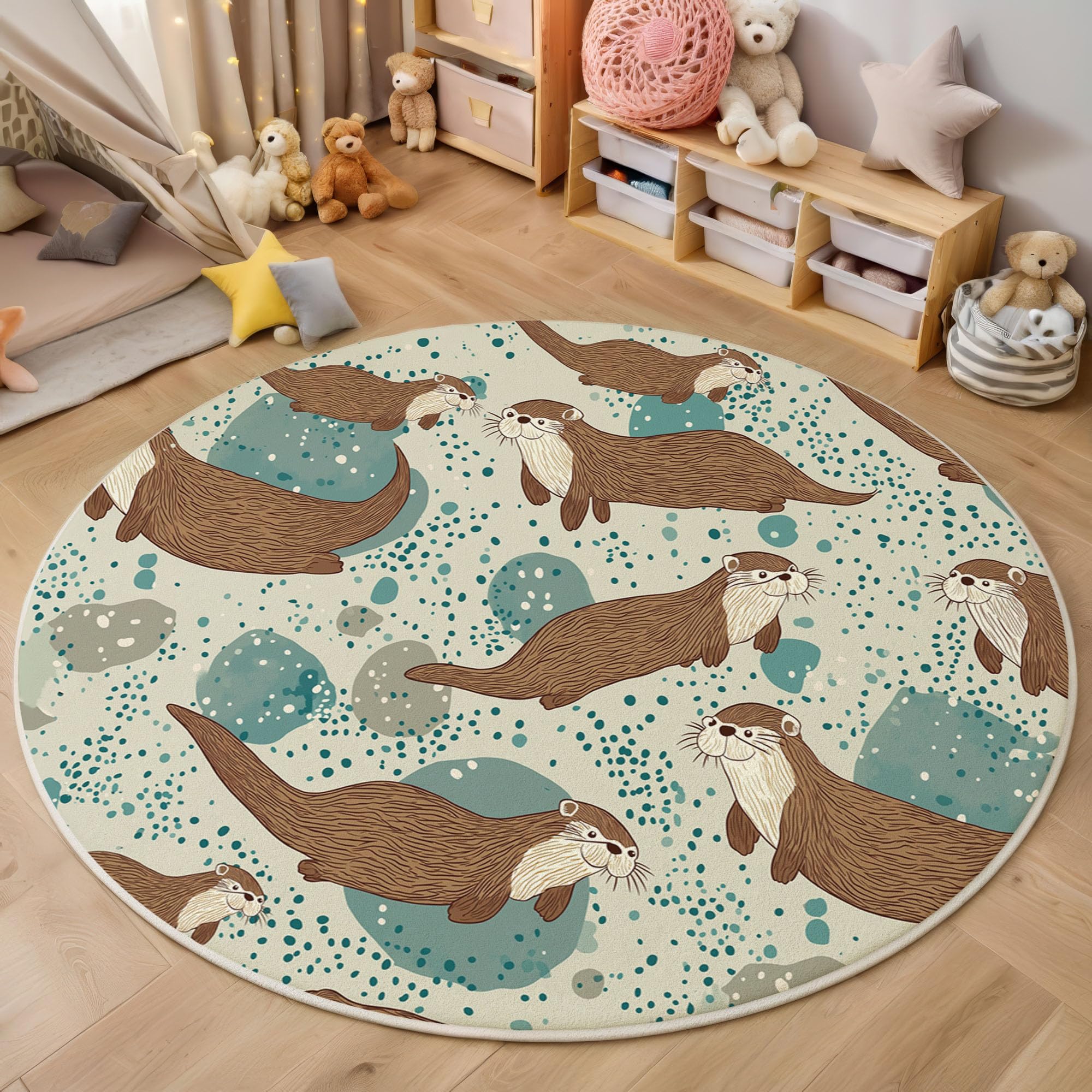 Tapis enfant rond 160cm escargot doux pour chambre de fille