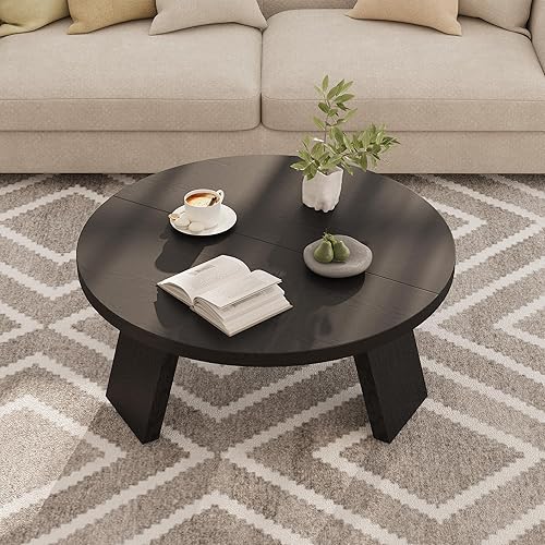 Miniatura 3 de IDEALHOUSE Mesa auxiliar redonda de 33.5 pulgadas, mesa central circular moderna con patas inclinadas, mesas de cóctel decorativas para sala de