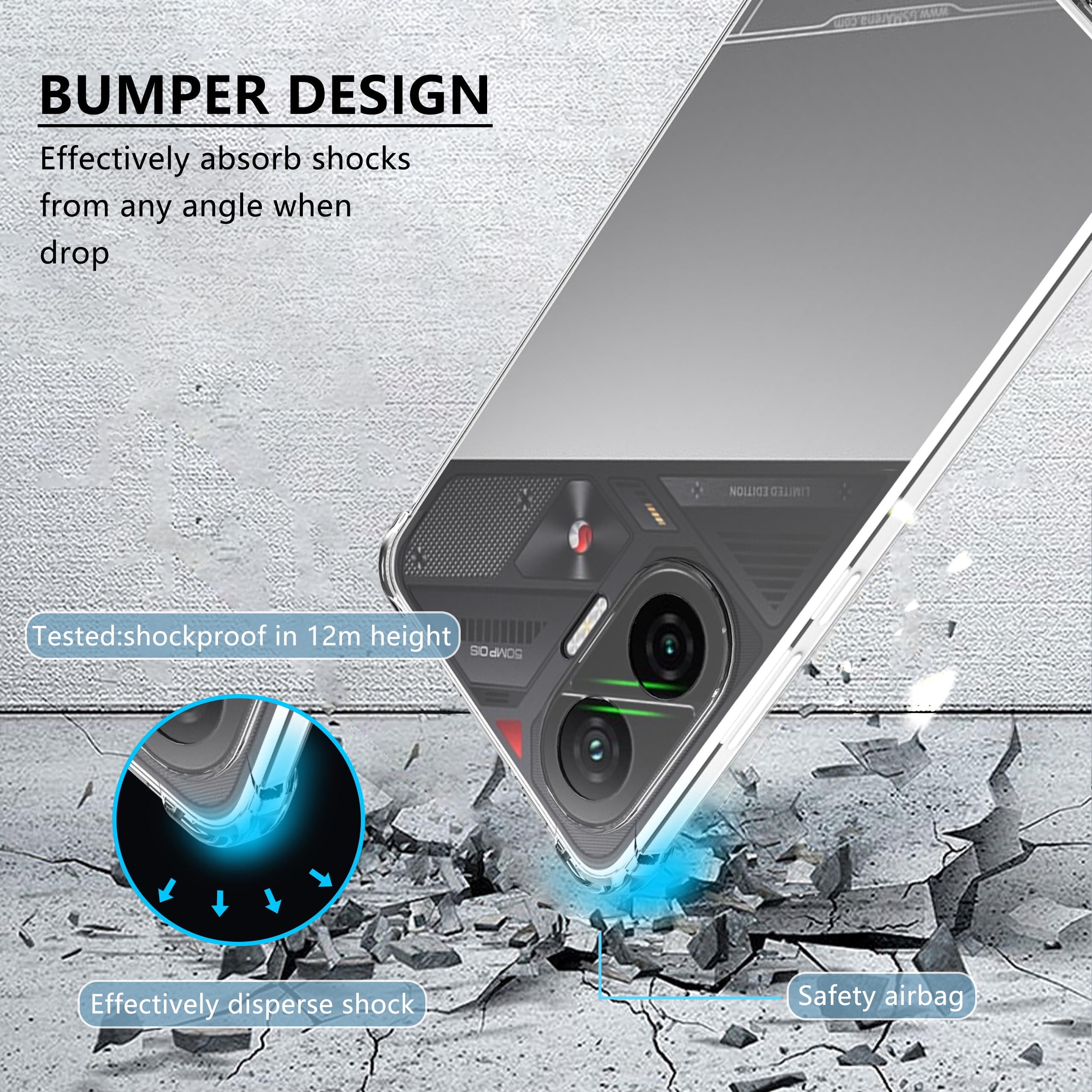 BOKYAS For Xiaomi Poco F7 Pro Crystal Clear Case Non-Yellowing Bumper Phone Case, Soft TPU Silicone Cover With Corner Shockproof Airbag & PC Back, Black - View #5