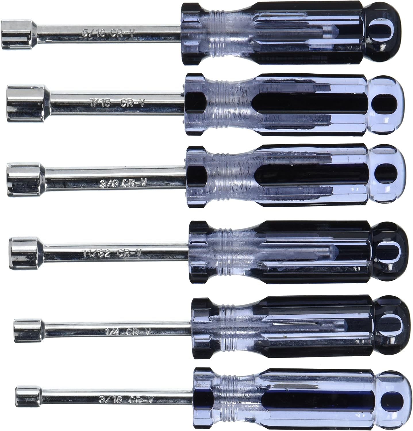 GreatNeck CN60 6 Piece Nut Driver Set 5/16 Nut Driver, 7/16 Nut Driver, 1/4 Nut Driver, 3/8 Nut Driver, 3/16 Nut Driver, Hollow Shaft Nut Driver Set