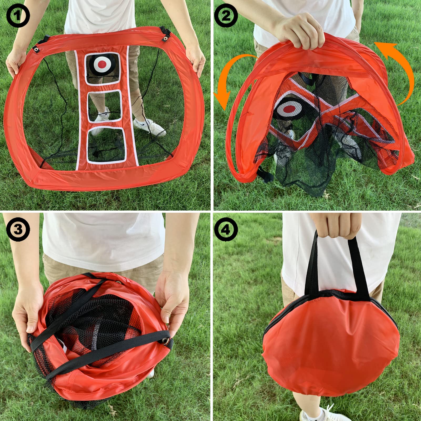 Chipping-Netz, Pop-Up-Golf-Übungsnetz Mit 2 Schlagmatten, 12 Übungsbällen und Tees - Zubehör für Hinterhof, Outdoor, Indoor
