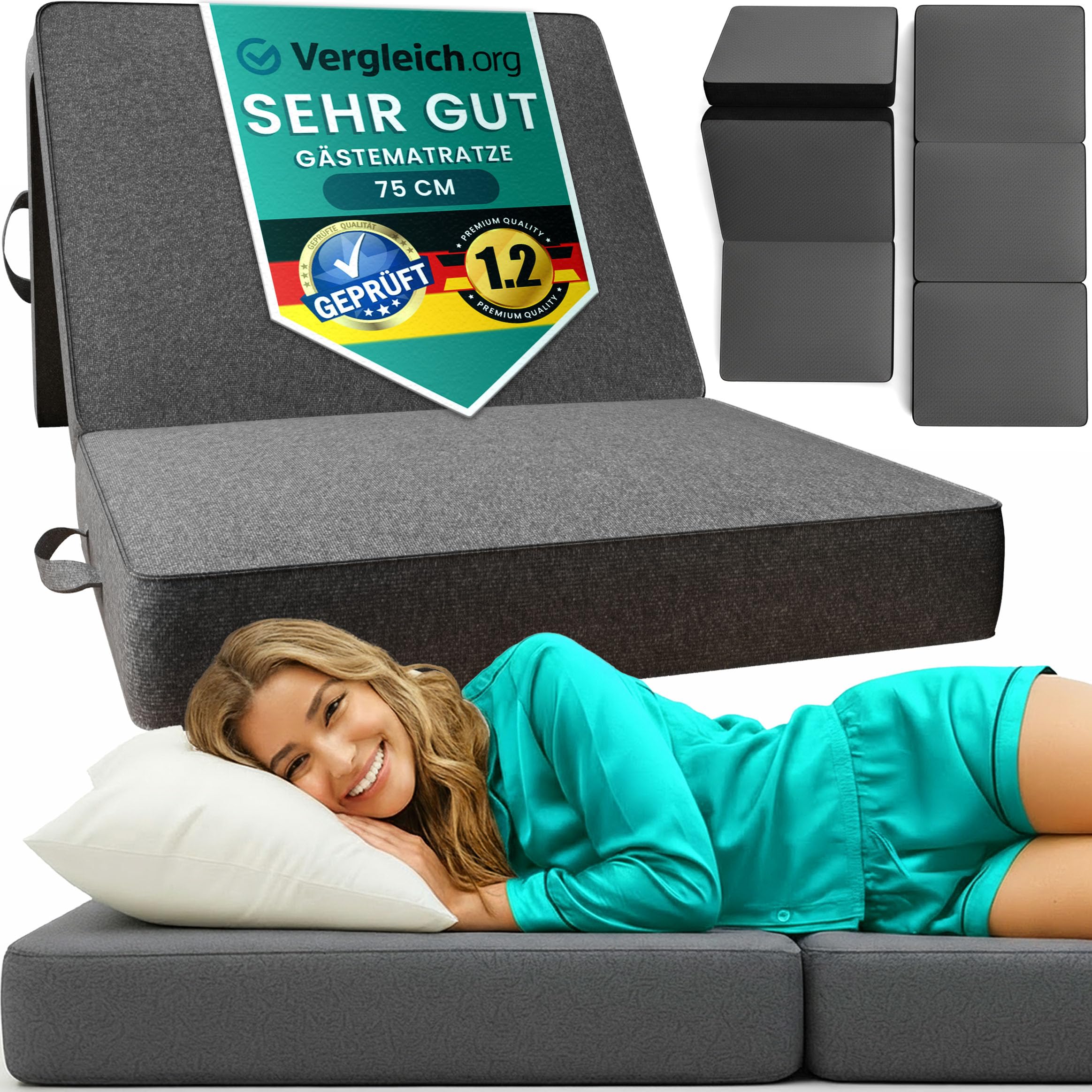 Materasso Pieghevole Queen Size 10,2 Cm Memory Foam Con Copertura Lavabile - Per Ospiti, Camper, Divano - 3