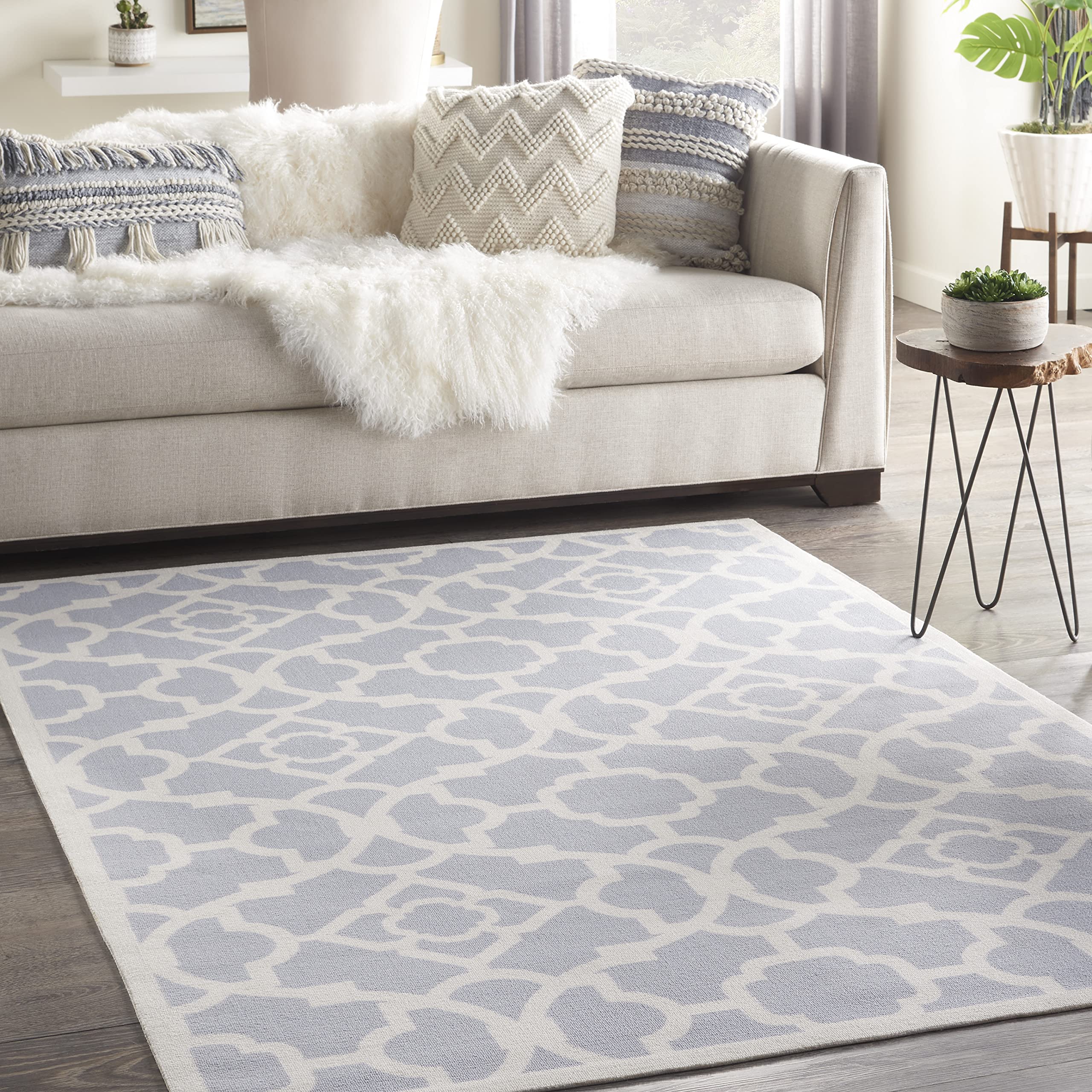 Waverly Sun N' Shade Indoor/Outdoor Trellis Grey 4'3" x 6'3" Area Rug, (4' x 6')