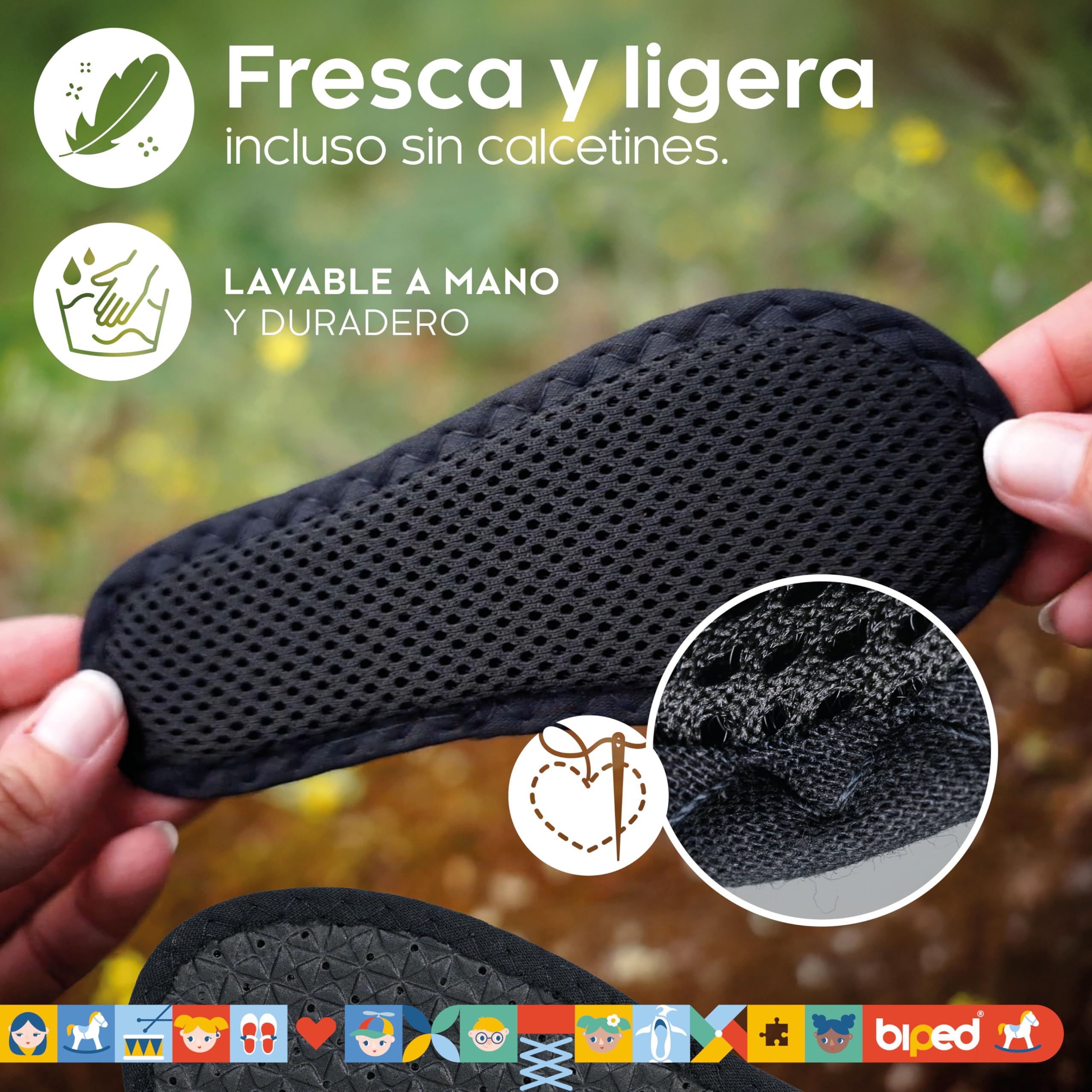 biped 2 pares de plantillas infantiles con carbón activo – Frescura higiénica para zapatillas, botas de goma y todo tipo de calzado – Plantillas lavables contra el mal olor z2769