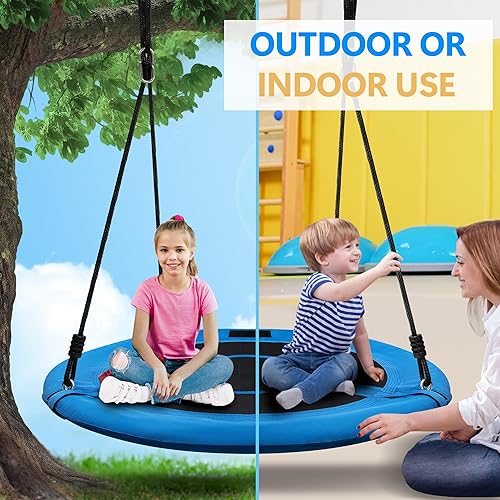 Miniatura 3 de Columpio para árbol de platillo de 40 pulgadas, 600 libras, capacidad de peso con 2 correas para colgar, tela Oxford 900D, marco de acero resistente