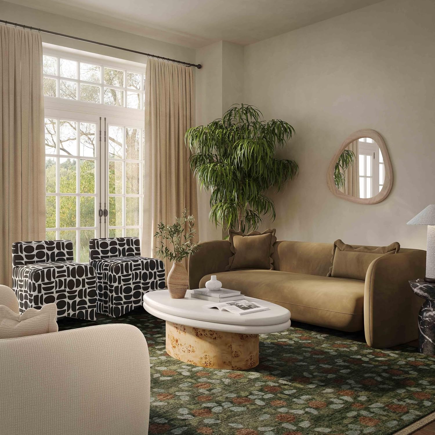 Tov Furniture Lou Cafe Au Lait Performance Velvet Sofa