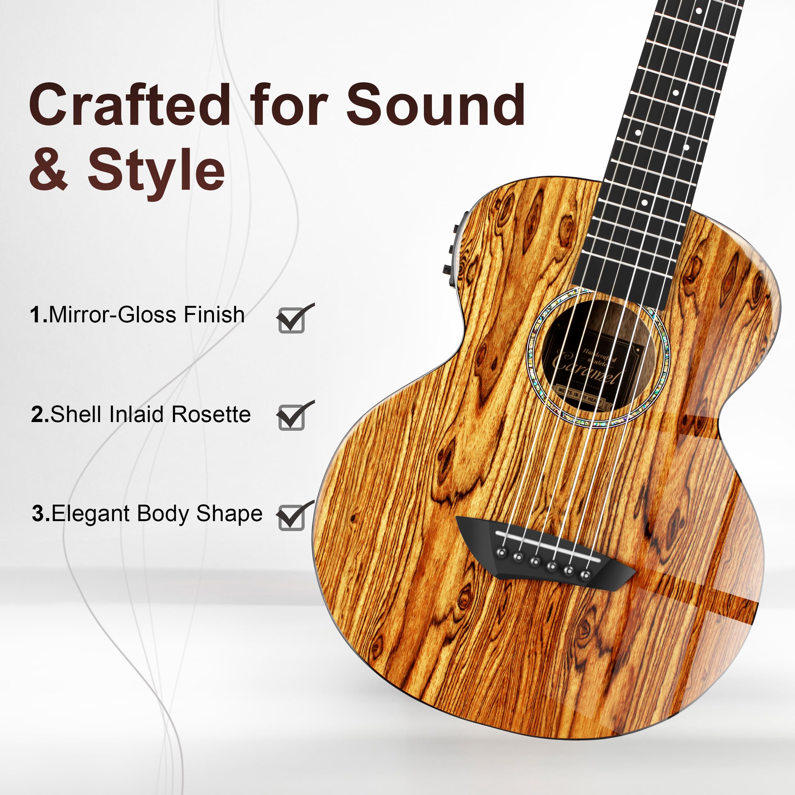 GIMELエレクトリックアコースティックギター Amazon.com: Caramel GEG95 Butterfly Bocote Glossy Guitalele