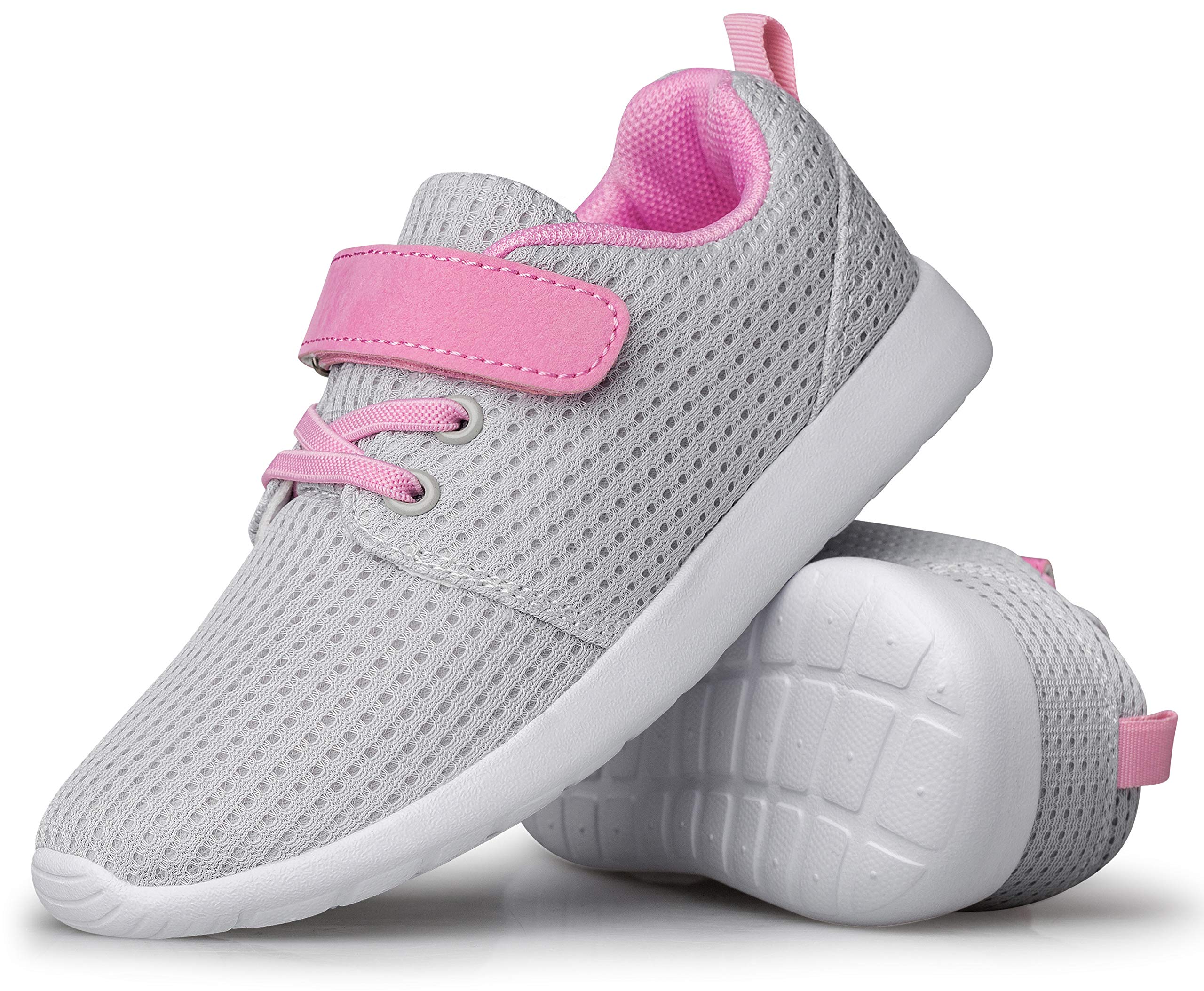 TOEDNNQI - Lekkie i oddychające buty sportowe dla chłopców i dziewcząt, Szary różowy, 27 EU