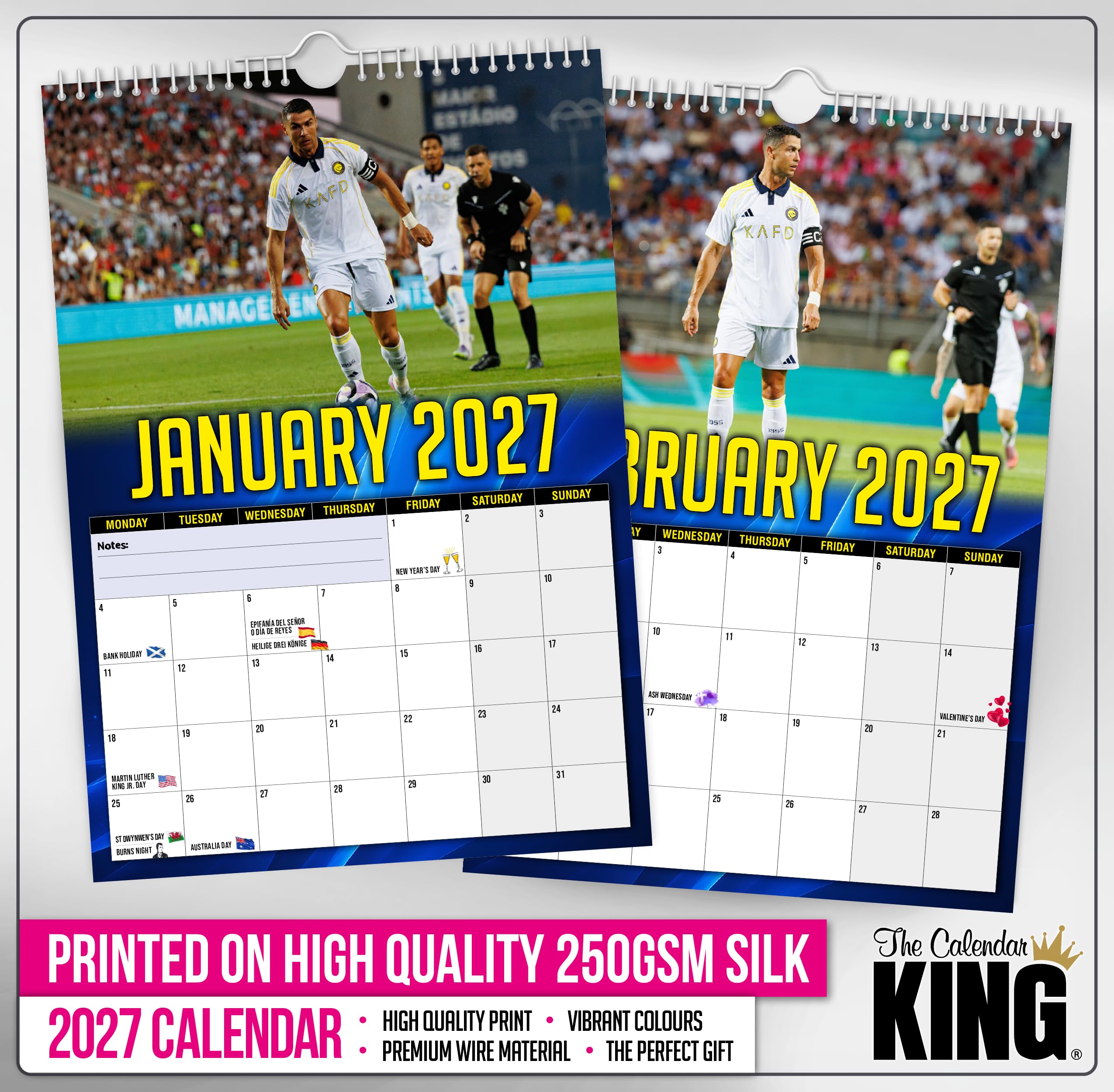 The Calendar King // Cristiano Ronaldo - Wandkalender 2026 (vollfarbig, A3-Größe)
