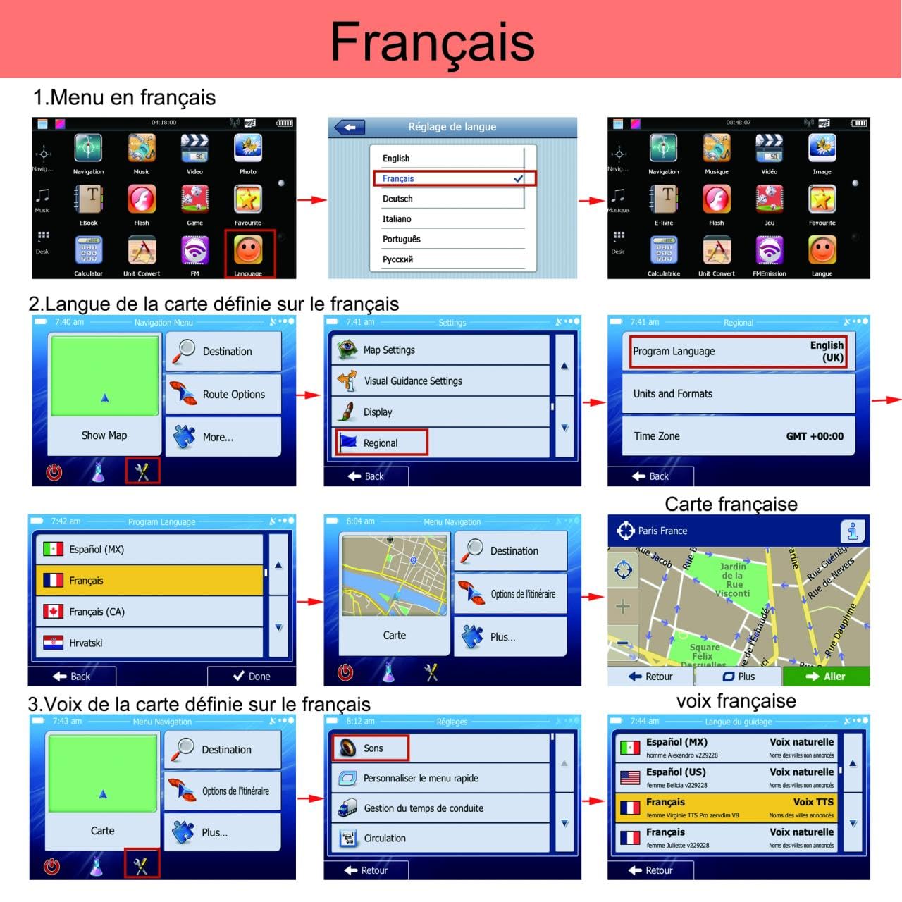 GPS Coche, Pantalla Táctil Grande de 5 Pulgadas, Mapa de Europa 2025, Información del tráfico, actualizaciones gratuitas, Voces reales, Adecuado para GPS Pesos Pesados y GPS Camping Car