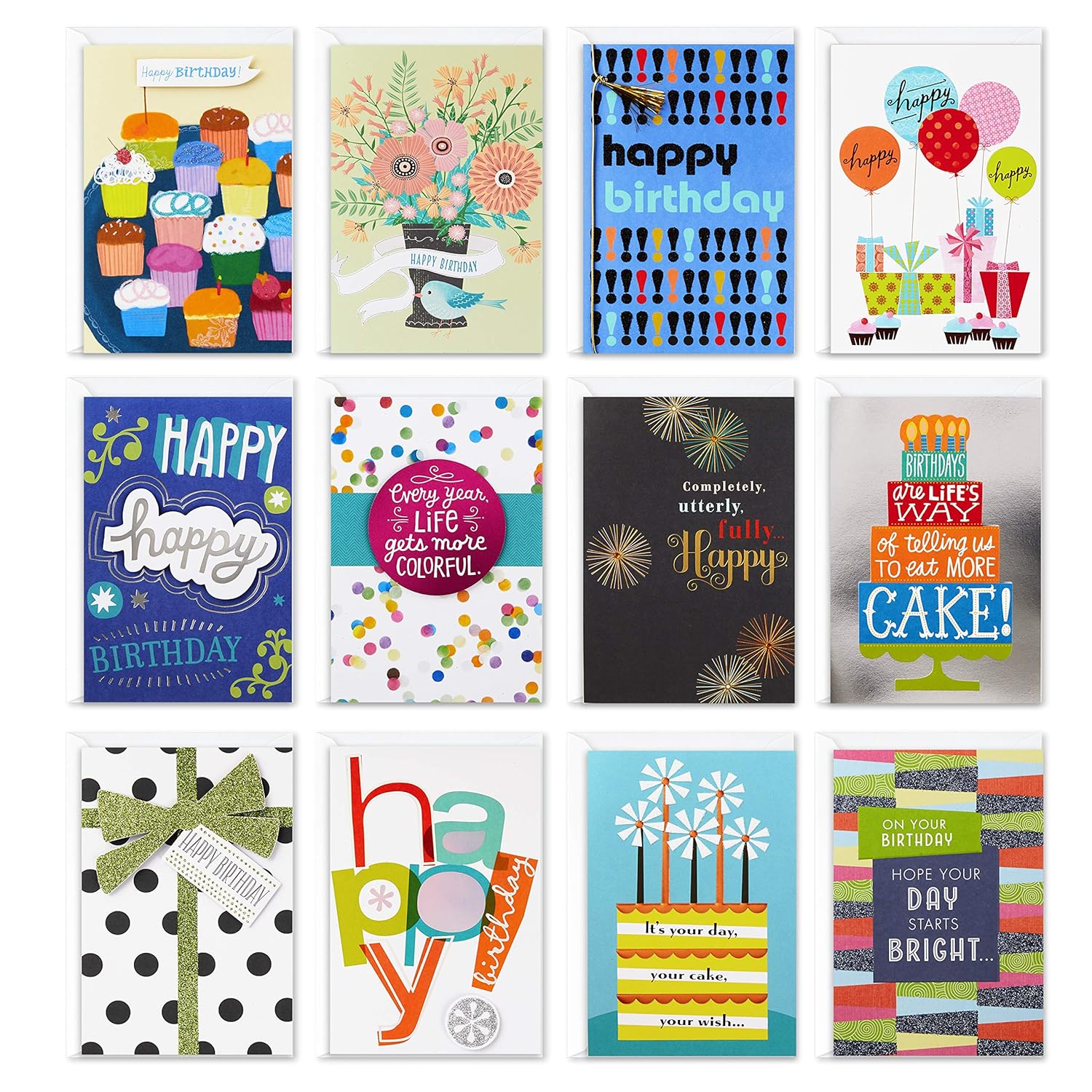 Hallmark Assorted Birthday Greeting (12 Cards and Envelopes) Amazon