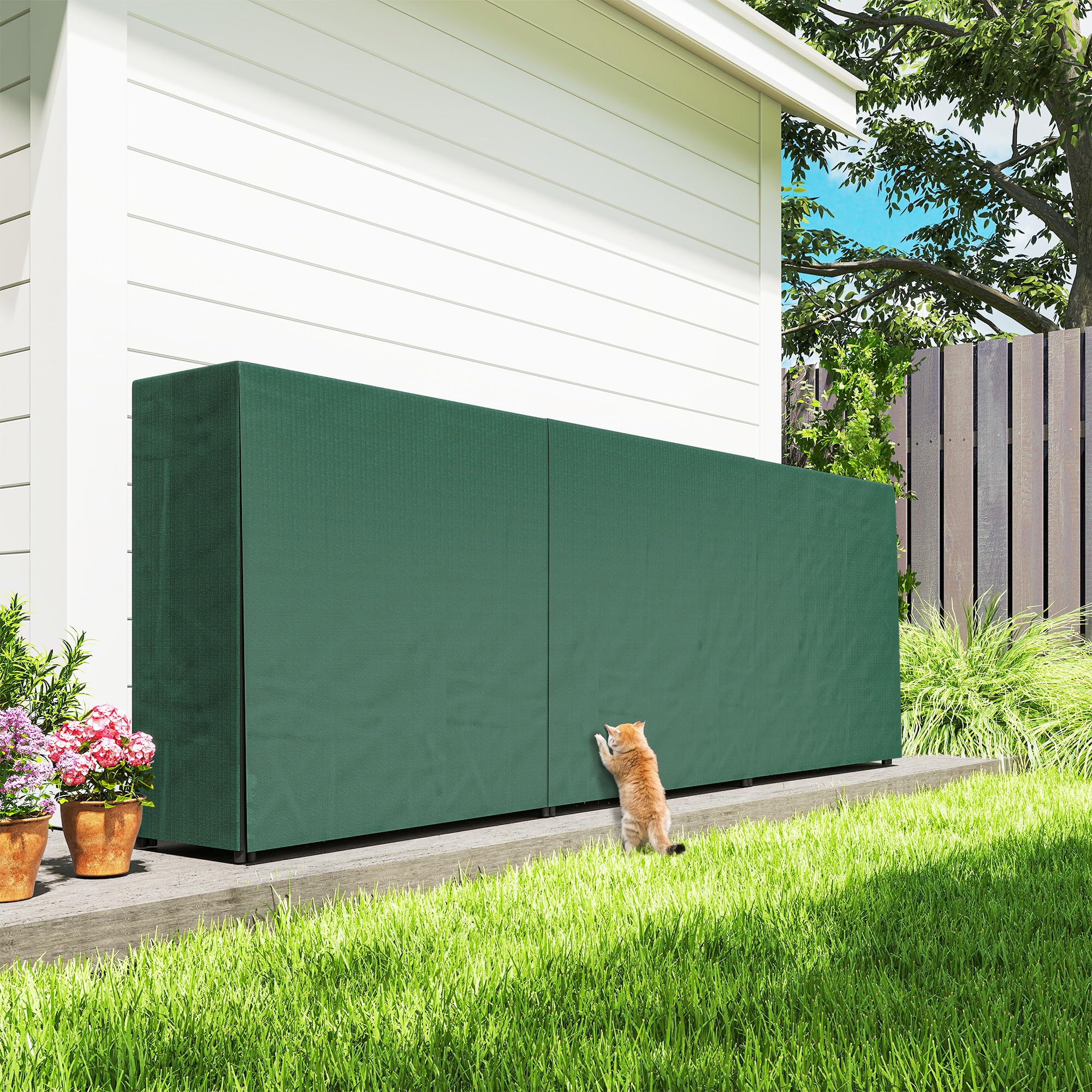 Outsunny Legnaia da Esterno in Metallo 1m³ 300x36x99 cm Nero e Verde Scuro