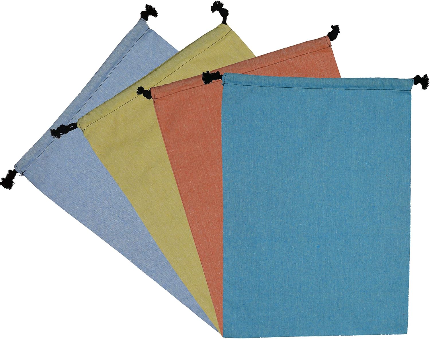 Atmos Green 4 Pack BLACK color 12" x 16" recycled cotton draw string Shoe bag, reusable, unisex, perfect for all size. MADE in INDIA : Clothing, Shoes & Jewelry