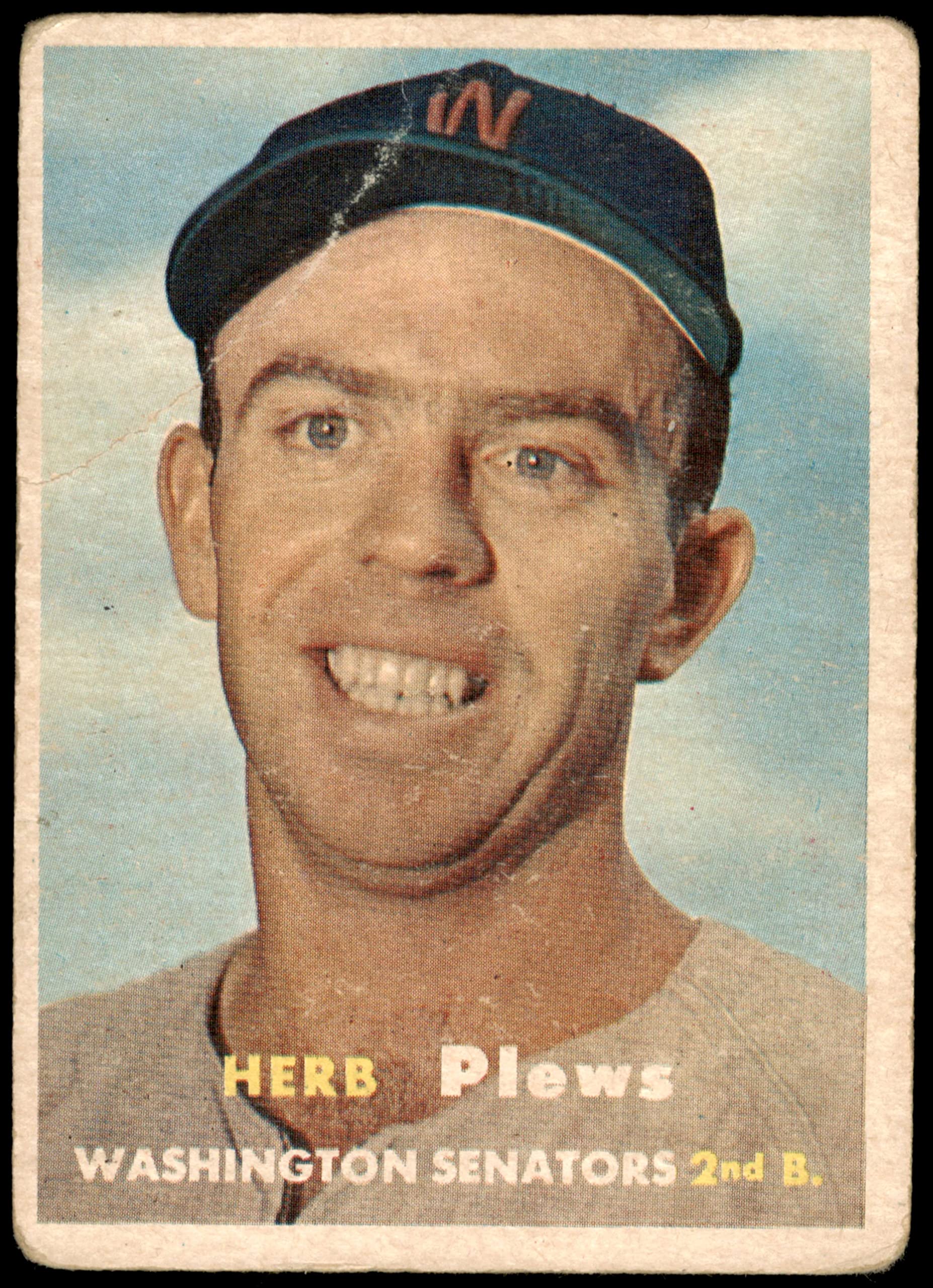 Amazon.com: 1957 Topps # 169 Herb Plews Washington Senators (Baseball Card)  POOR Senators : Collectibles & Fine Art