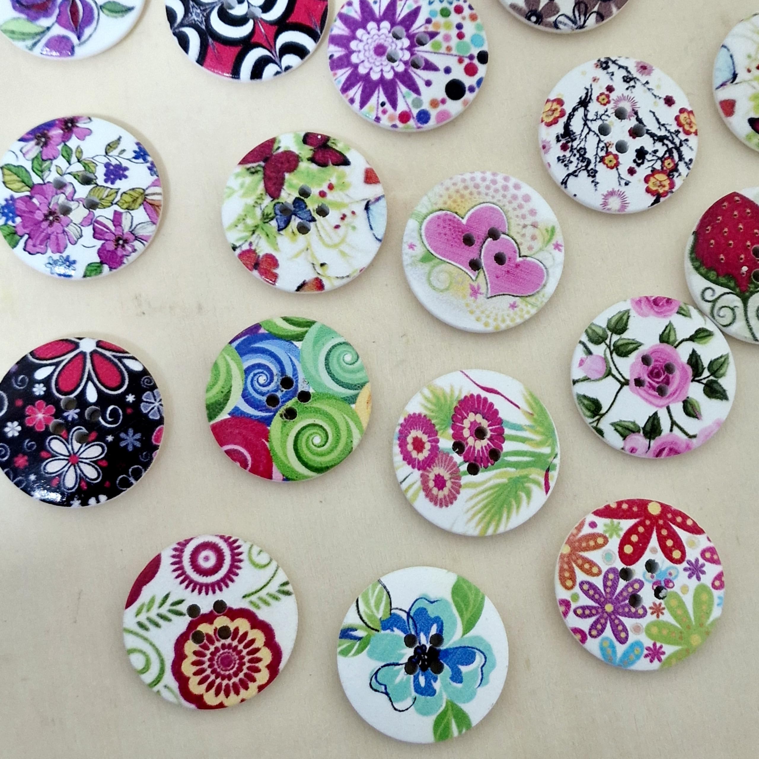 Sponsored Ad – 12pcs 30mm Mixed Flower Pattern 4 Holes Large Wood Sewing Buttons