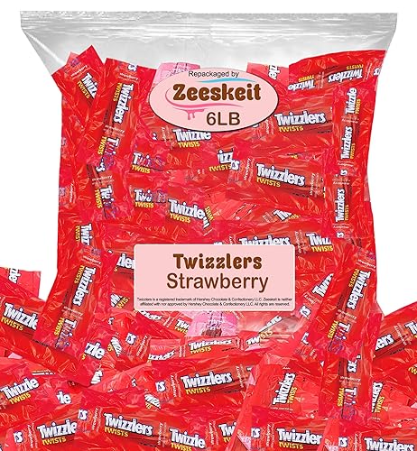 TWIZZLERS Twists - Caramelos de fresa, 6 libras envueltos individualmente, 0.6 onzas. Regaliz masticable, Navidad, Pascua, dulces kosher de ZEESKEIT