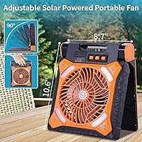 Vista 6 de Solar Fan Battery Powered Rechargeable Solar Camping Fan with Led Lantern Power Bank Foldable Angle USB Personal Fans for Travel Outdoor