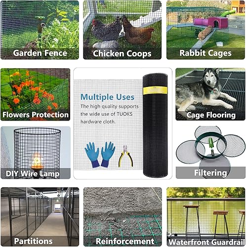 Miniatura 6 de Rollo de malla de alambre recubierto de vinilo negro de calibre 19, rollo de valla de alambre soldado para aves de corral, valla de serpiente,