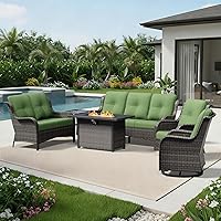 Vista 88 de Joyside Silla mecedora giratoria para exteriores para patio, mecedora de mimbre para exteriores con cojines de tela de olefina adecuada para porche