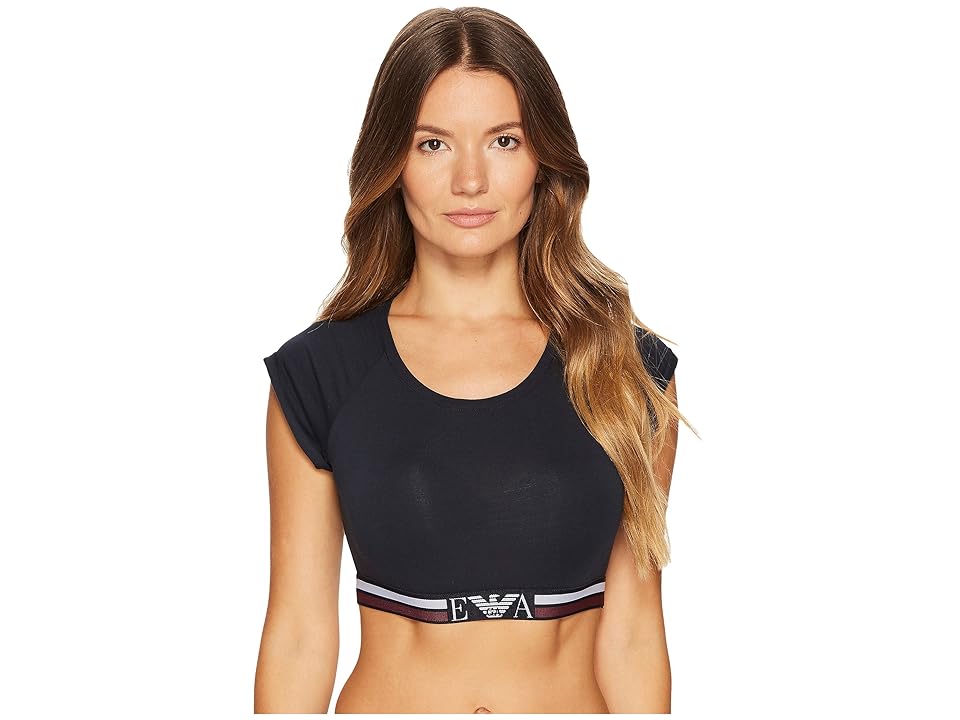 

Emporio Armani Visibility Athletic Crop Top (Navy) Women's Pajama