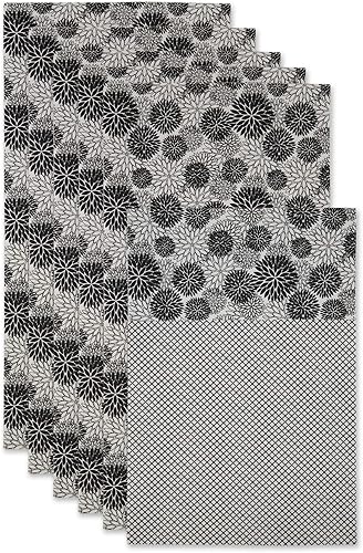 DII Colección de forros para refrigerador, no adhesivos, se pueden cortar para adaptar a su tamaño, 12 x 24pulgadas, diseño de dalias color negro, 6