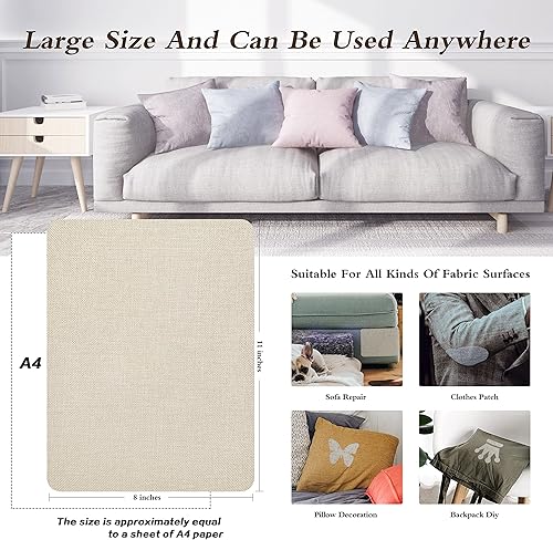 Miniatura 4 de KING MOUNTAIN Parches de reparación de lino grueso, parches de tela de lino autoadhesivos, tamaño extra de 8 x 11 pulgadas, multicolor, se pueden