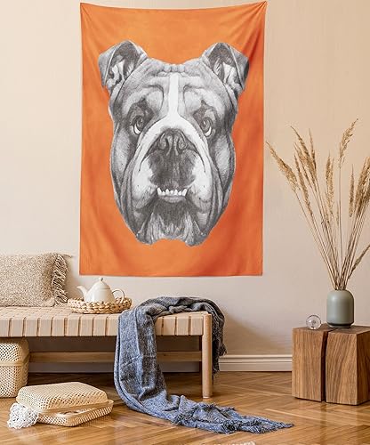 Miniatura 64 de Lunarable Tapiz amarillo y gris, tamaño individual, margaritas retro envejecidas, espirales de dibujo de líneas de margaritas bocetadas, plantas de