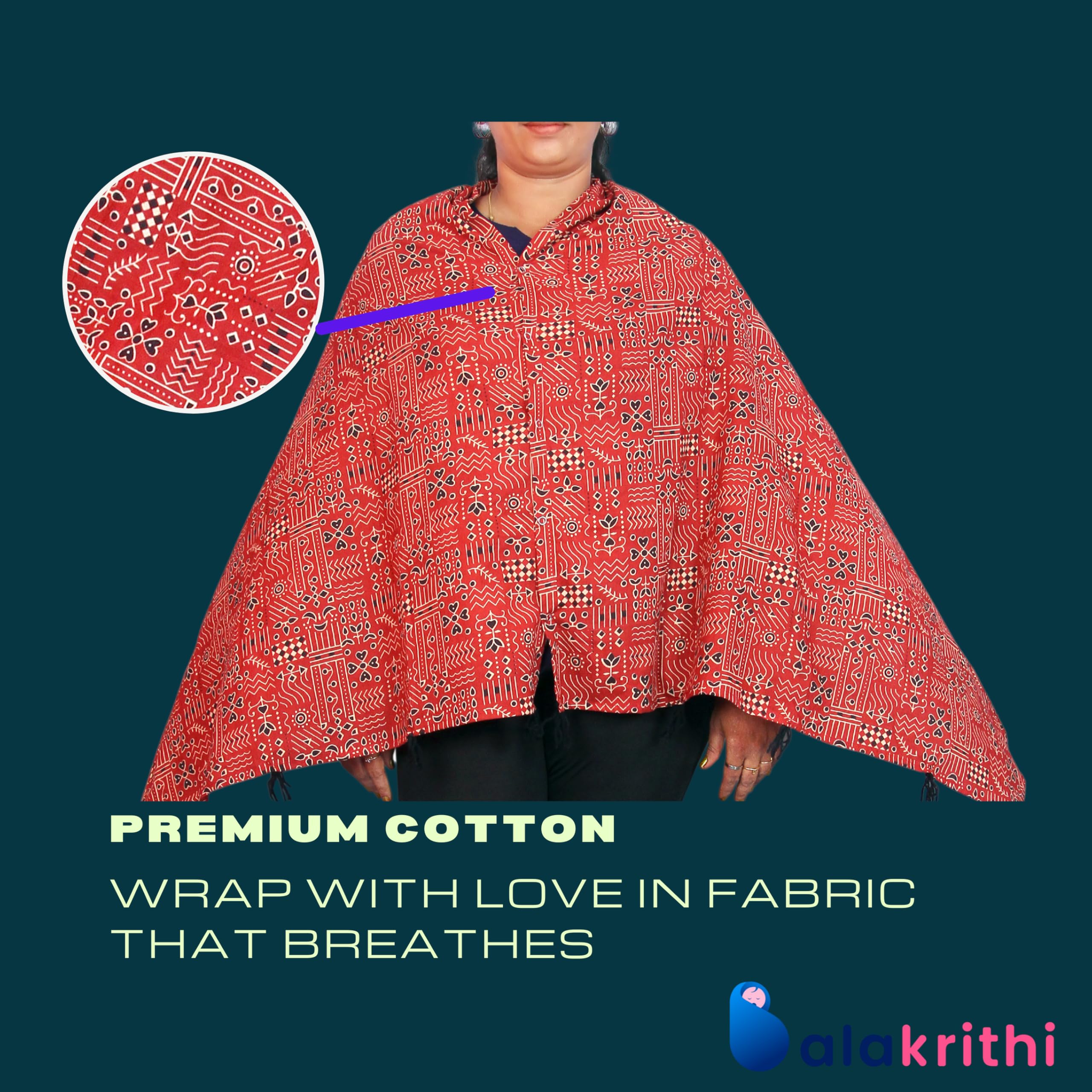 Balakrithi Breastfeeding Shawl | Nursing Cover for Feeding Mom | Multi-Use Feeding Apron for Mother - Image 6 thumbnail
