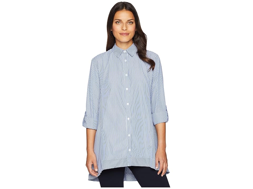 

Jones New York Roll Tab High-Low Popover (Navy Combo) Women's Clothing