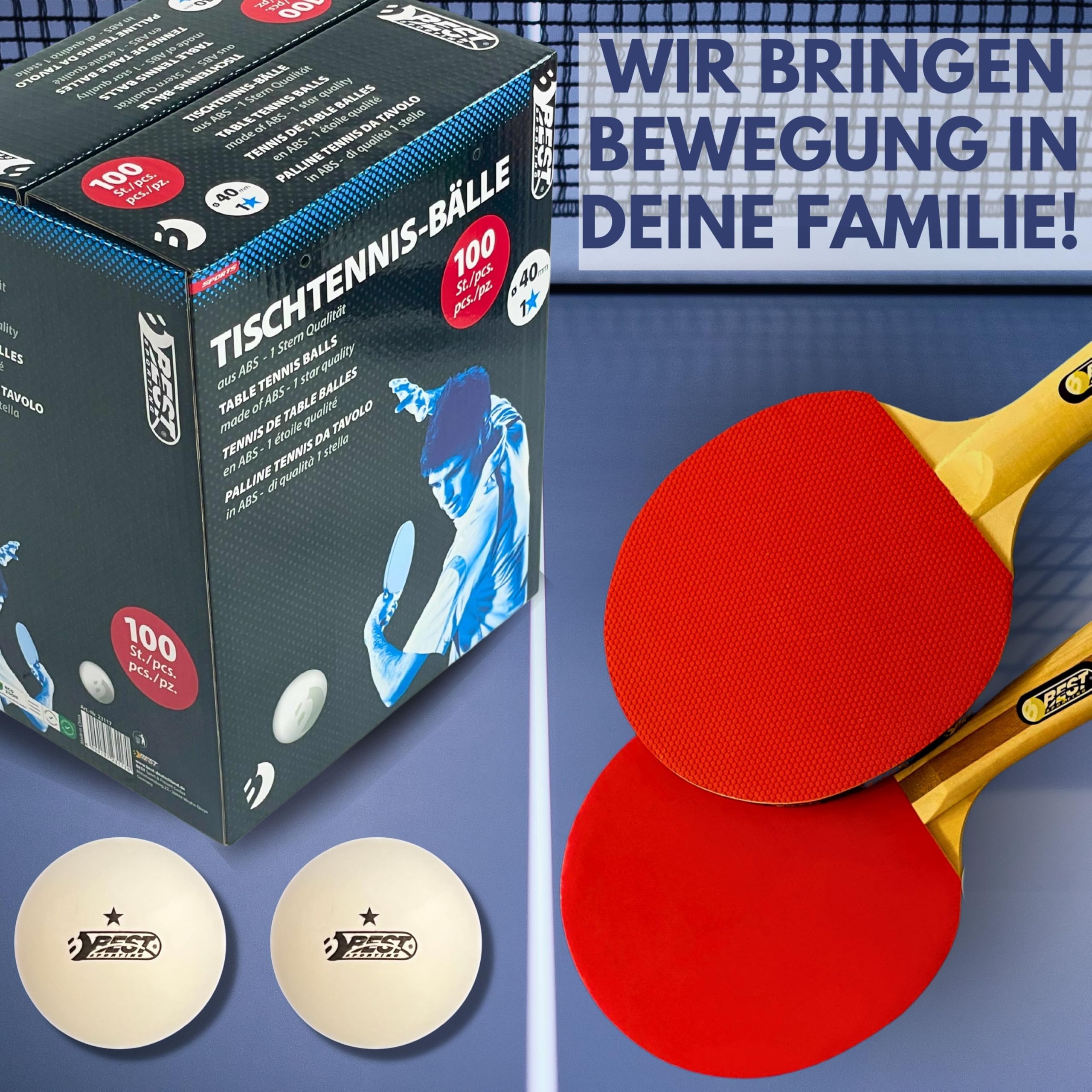 BEST SPORTING Palline da ping pong bianche 100 pezzi, qualità 1 stella, per interni ed esterni, set da ping pong da 40 mm di diametro, per ping pong, accessori da ping pong