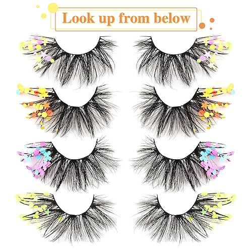 Miniatura 4 de ALPHONSE Pestañas con purpurina 6D, pestañas de visón esponjosas, dramáticas, hechas a mano, decoración para Halloween, cosplay, disfraces, pestañas