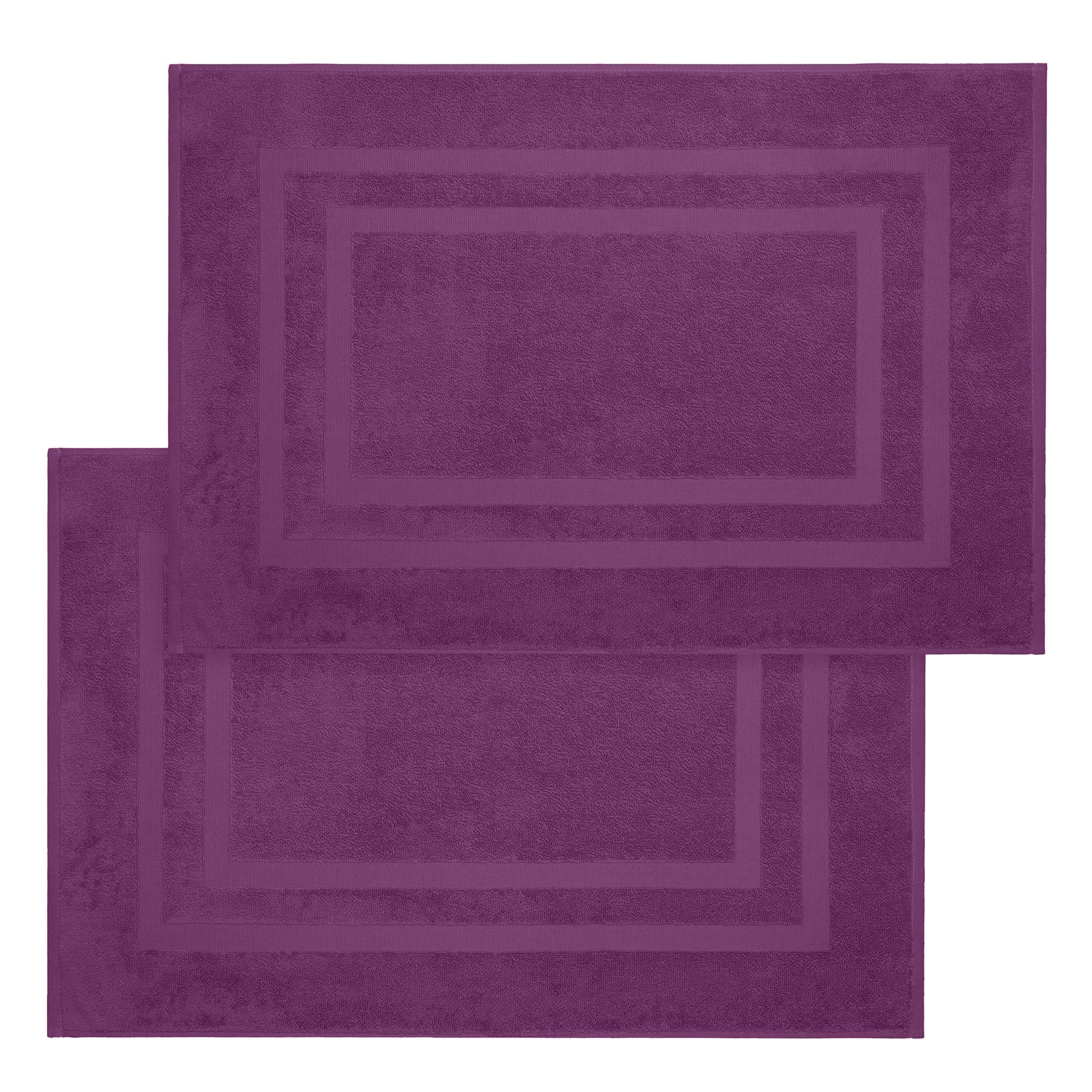 Weidemans Luxury 100% Cotton Bath Mats for Bathroom | Set of 2 Modern Design Plum Bath Mat | Machine Washable & Eco-Friendly with a Soft & Absorbent Underfoot for Comfort