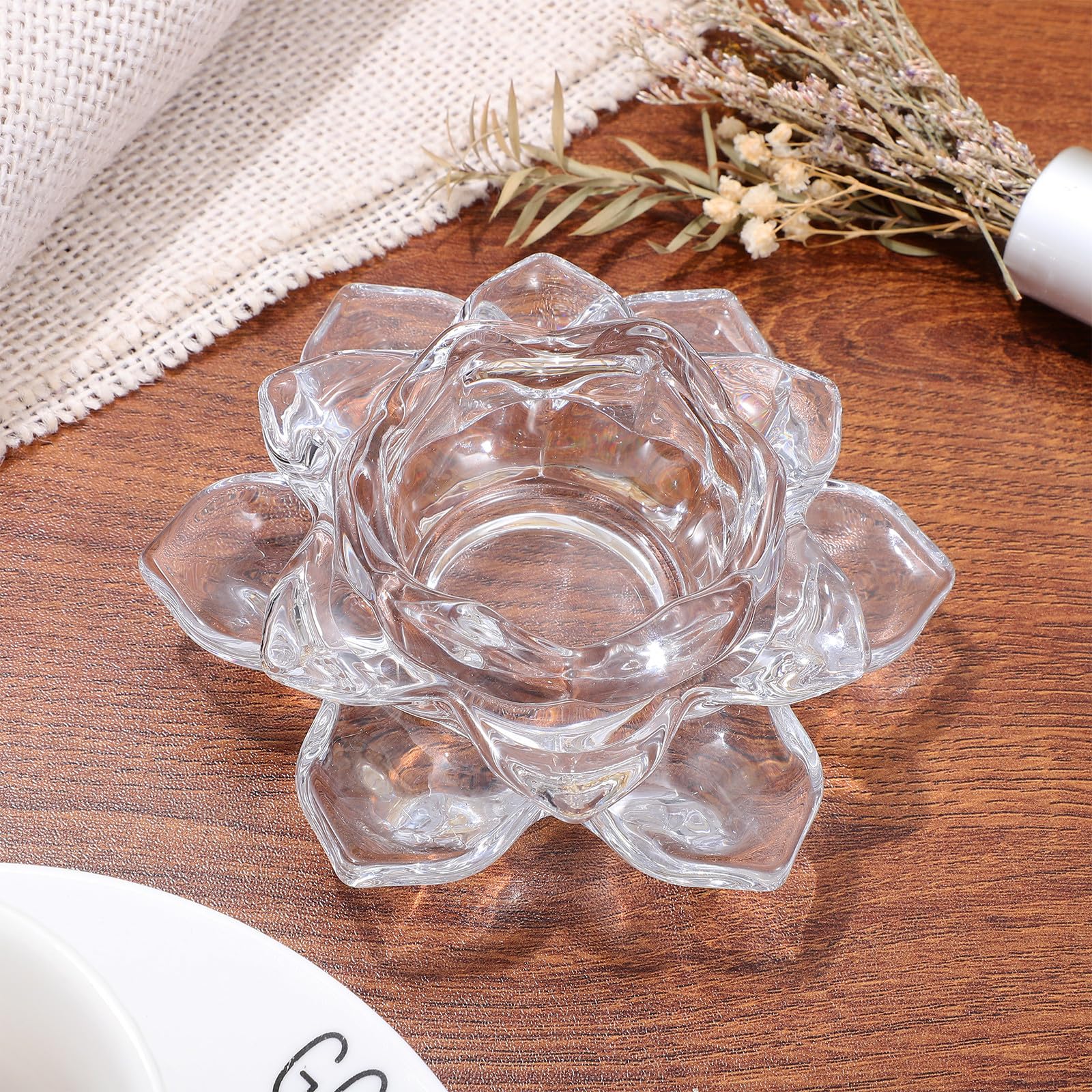4 Stück Glas Kerzenhalter in Lotusblumenform, für Zuhause