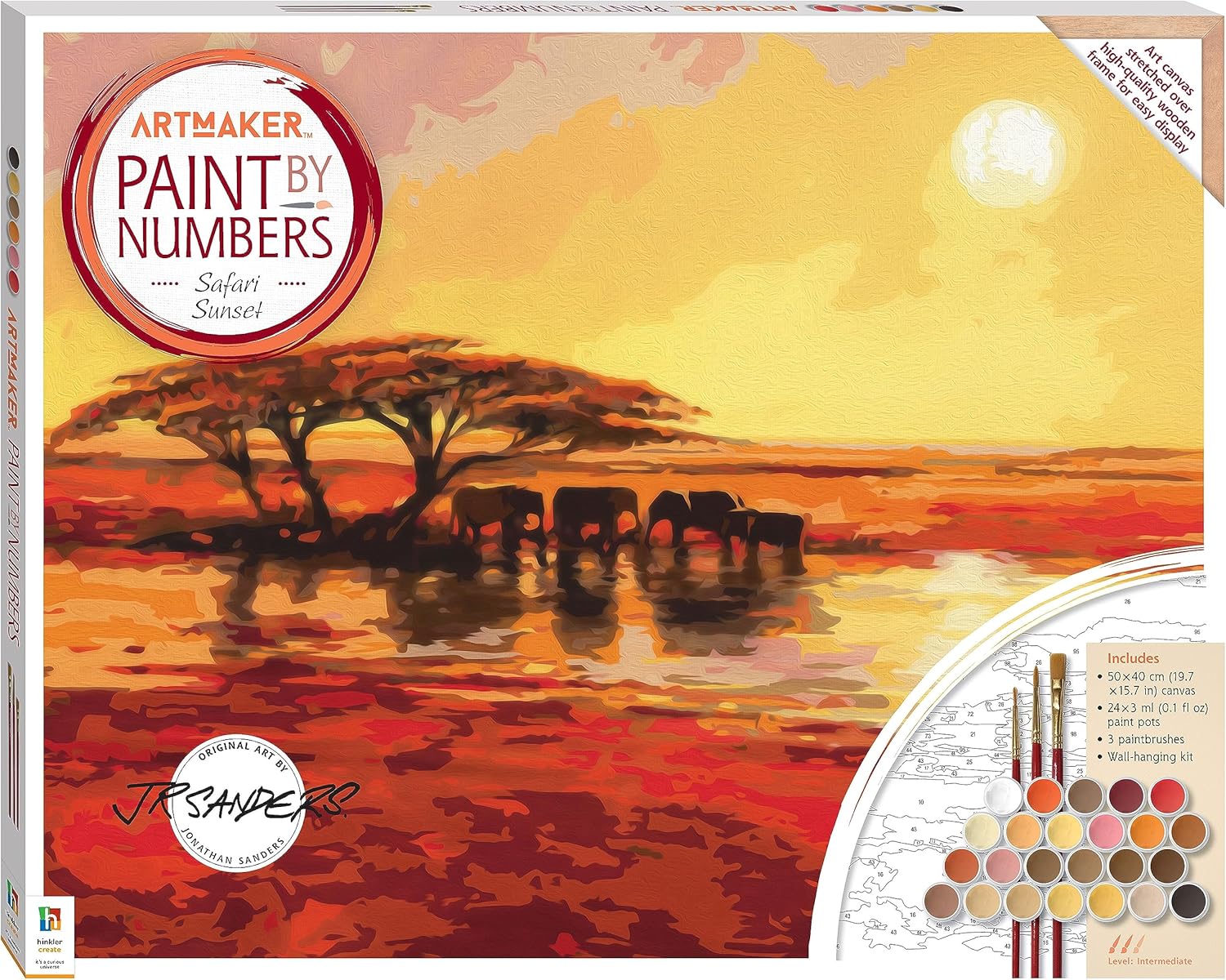 Art Maker Paint by Numbers Canvas Safari Sunset Paint by Numbers Kit