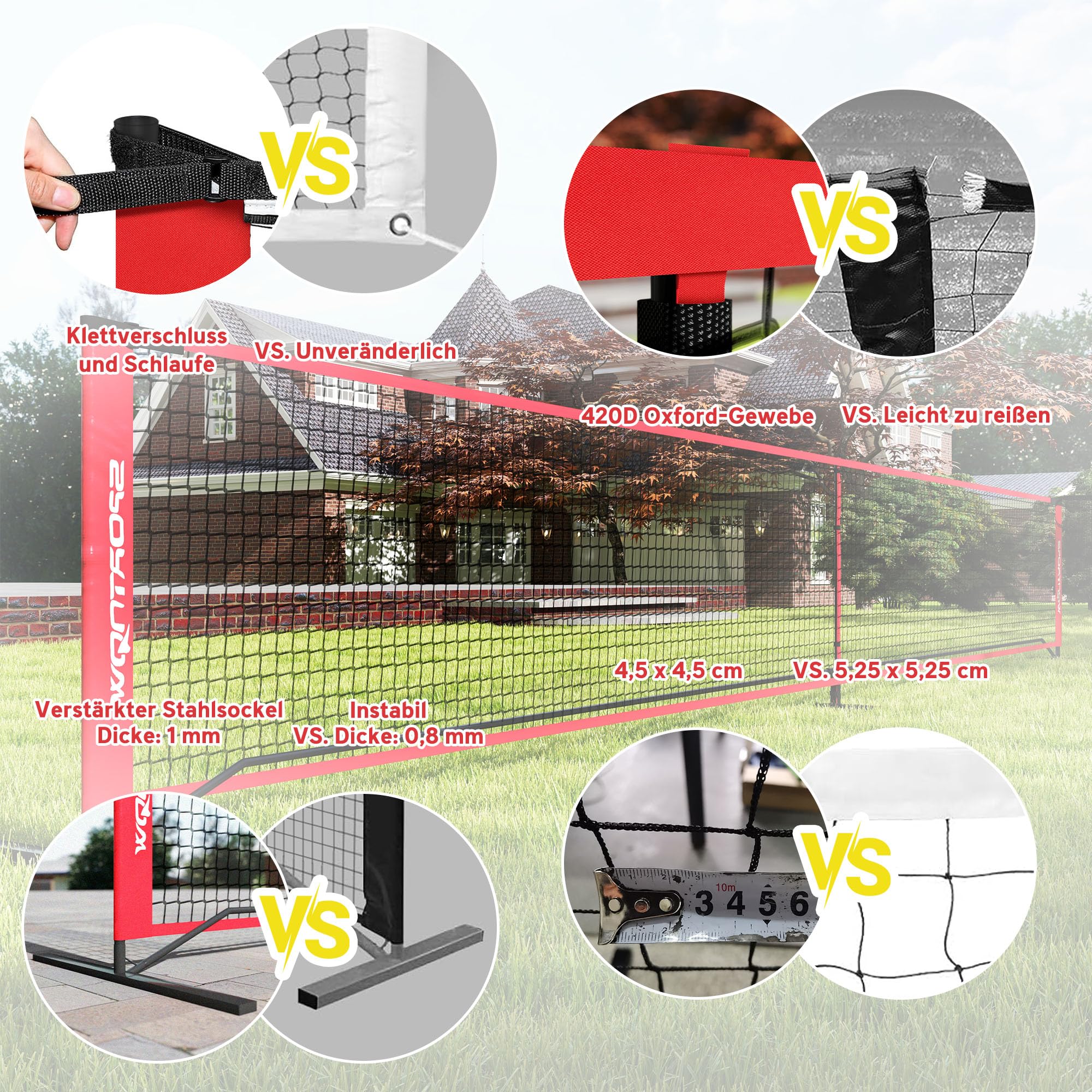 SPORTNOW Pickleball-Netz tragbares Set, 6,7 m Pickleball-System mit Netz, Ballaufsammler, Vier Bälle, Spielfeldmarkierungs-Set und Tragetasche für Auffahrt Outdoor