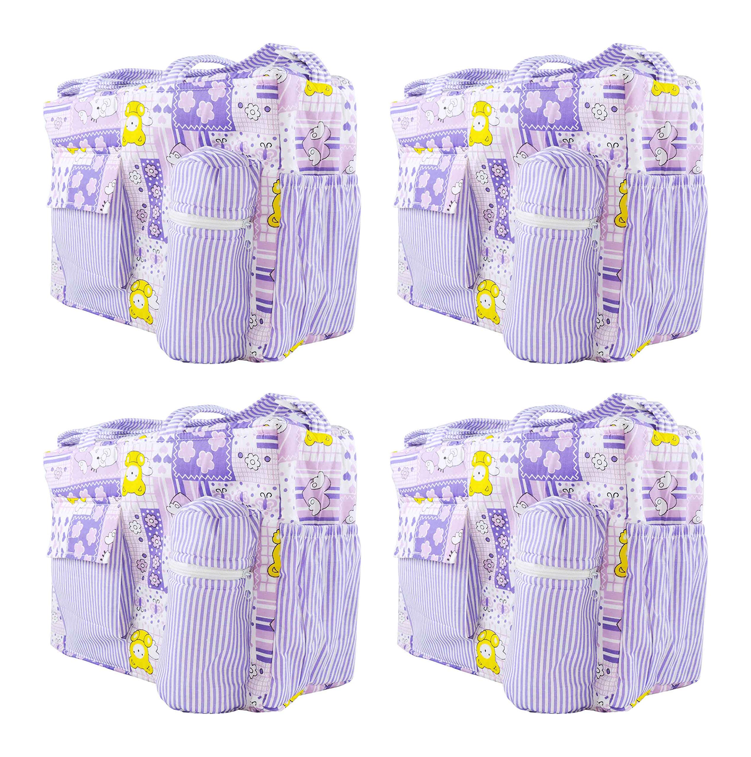 Ole Baby Cotton Waterproof & Washable Smart Organizer Multi-Function Diaper Bag (Blue, Striped, OB-NBDB-B819) Pack of 4-picture-10
