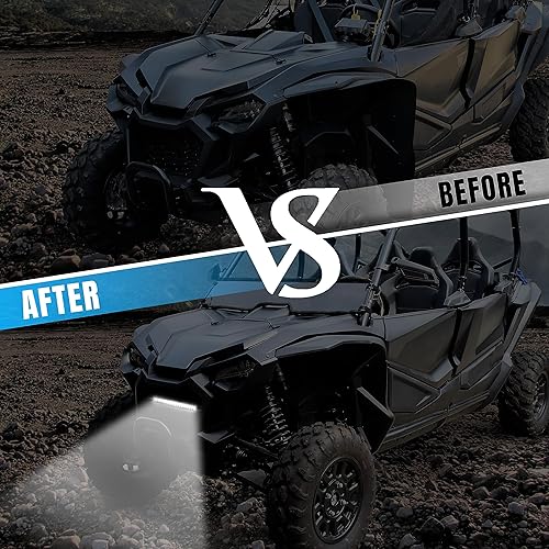 Miniatura 5 de Parrilla delantera con barra de luz LED para Talon 1000 22-24, protector de parrilla de malla de parachoques delantero con barra de luz LED