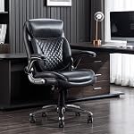 Amazon Basics chaise de bureau ergonomique, accoudoirs à pliage, hauteur réglable, cuir gris