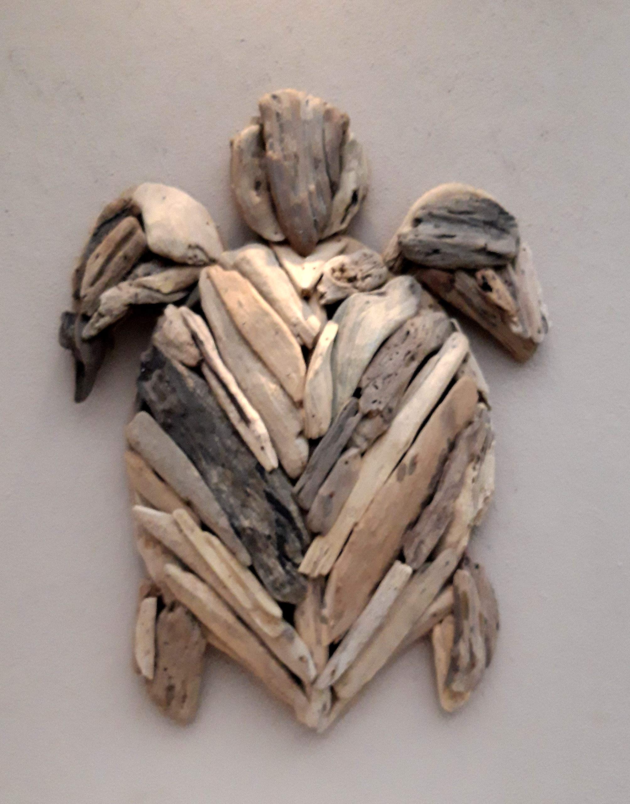Plantation Designs Beige Hand Made Driftwood Turtle Wall Art Unusual Large Carved Ethnic Turtle Wall Art