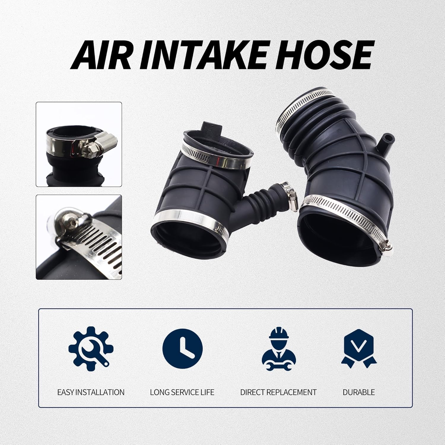 2PCS Engine Air Intake Hose Tube Compatible with BMW [E46 Series] 325Ci 2003-2006, 325i 2003-2005, 330Ci 2001-2006, 330i 330xi 2001-2006, Z3 E36 2001-2002