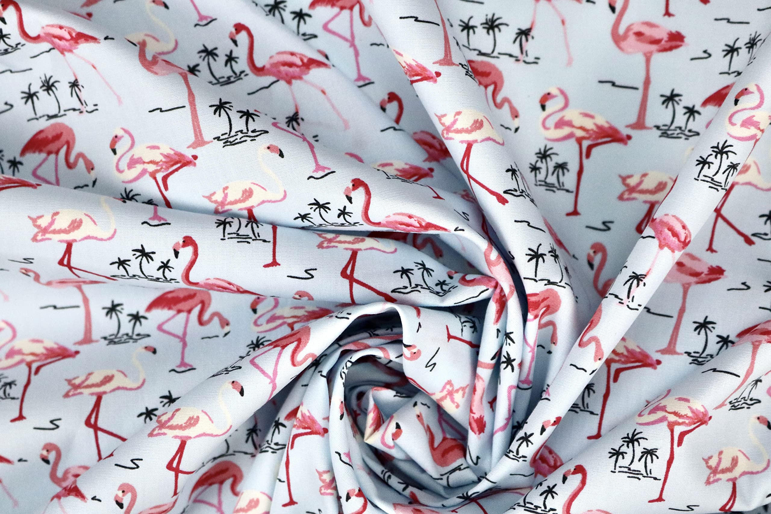 Pyrhan Flamingo 100% Pure Cotton Prints – 45 inches (114 cm Approx) Wide Fabric Sold by The metre - Perfect for Sewing Projects and Dress Making. (Sky)
