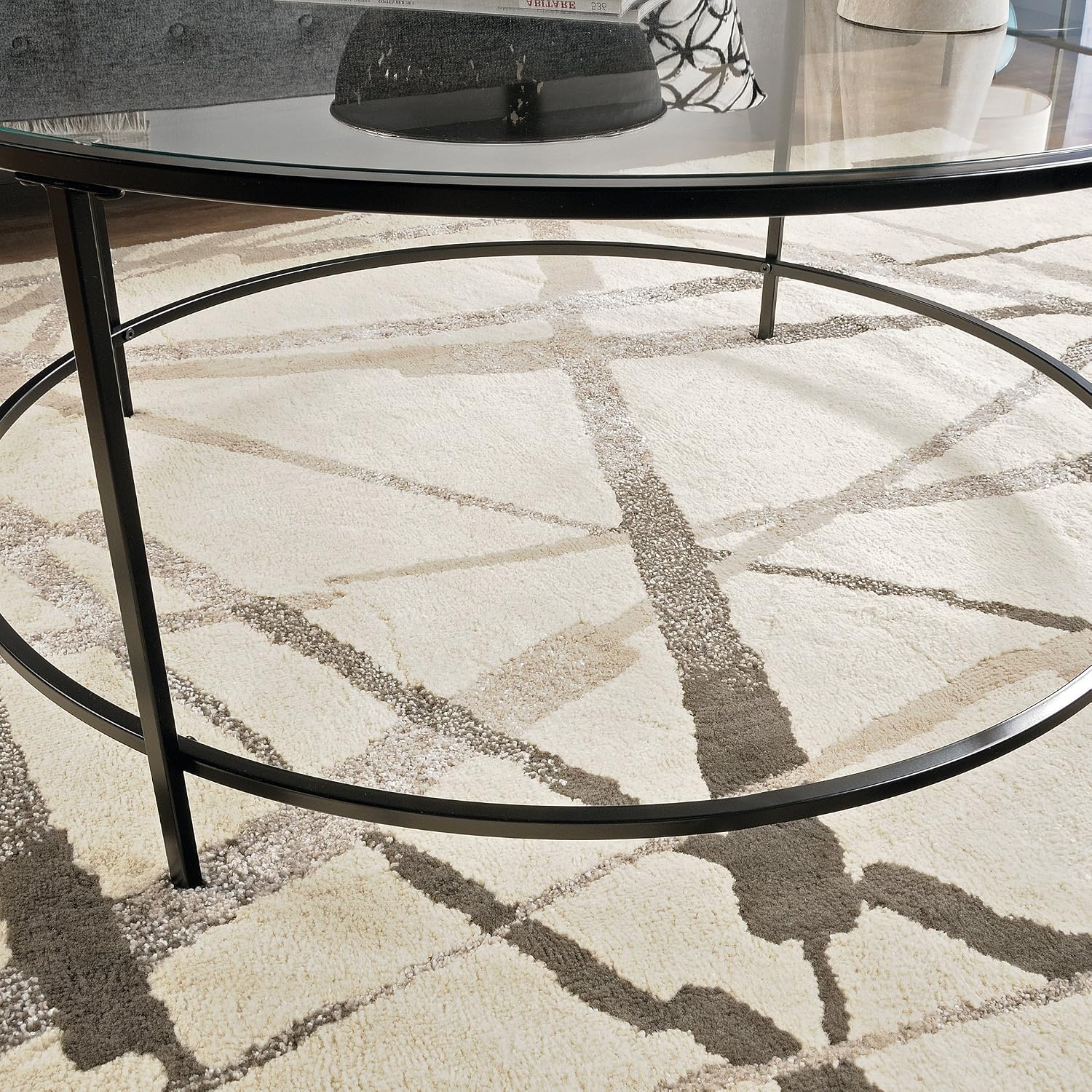 Sauder Harvey Park Coffee Table, L: 35.98" x W: 35.98" x H: 16.50", Black finish