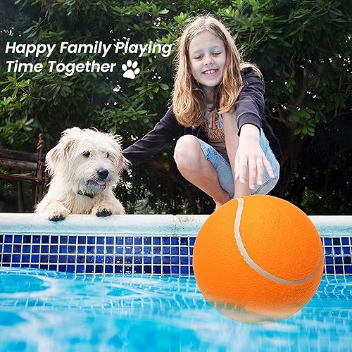 Miniatura 9 de Pelota de juguete para perros, pelotas de tenis grandes de 9.5 pulgadas para perros pequeños, medianos y grandes, paquete de 2 pelotas inflables de
