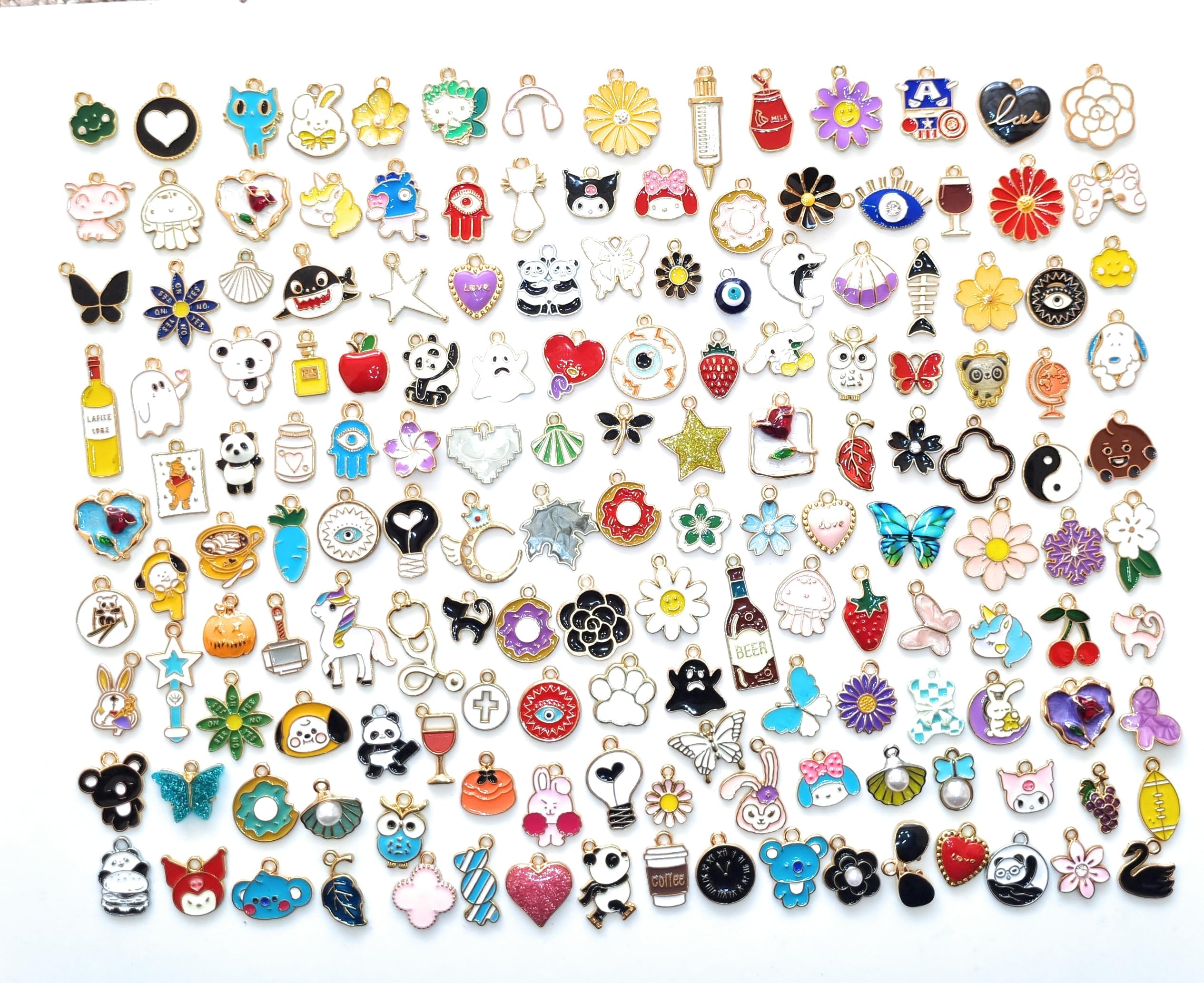 15/20/30/40/50/60/70 Pcs Mix Design Pendant Charms For Key Chain Earring Necklaces Bracelet DIY Crafts and Jewelry Making Accessories - Mix Color enamel charms