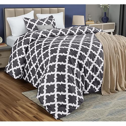 Utopia Bedding Twin Comforter Set Grey, Printed Comforters Twin Size, 2 Piece Lightweight All Season Down Alternative Bedding Set with 1 Comforter (64 x 88 in) and 1 Pillow Shams (20 x 26 in)