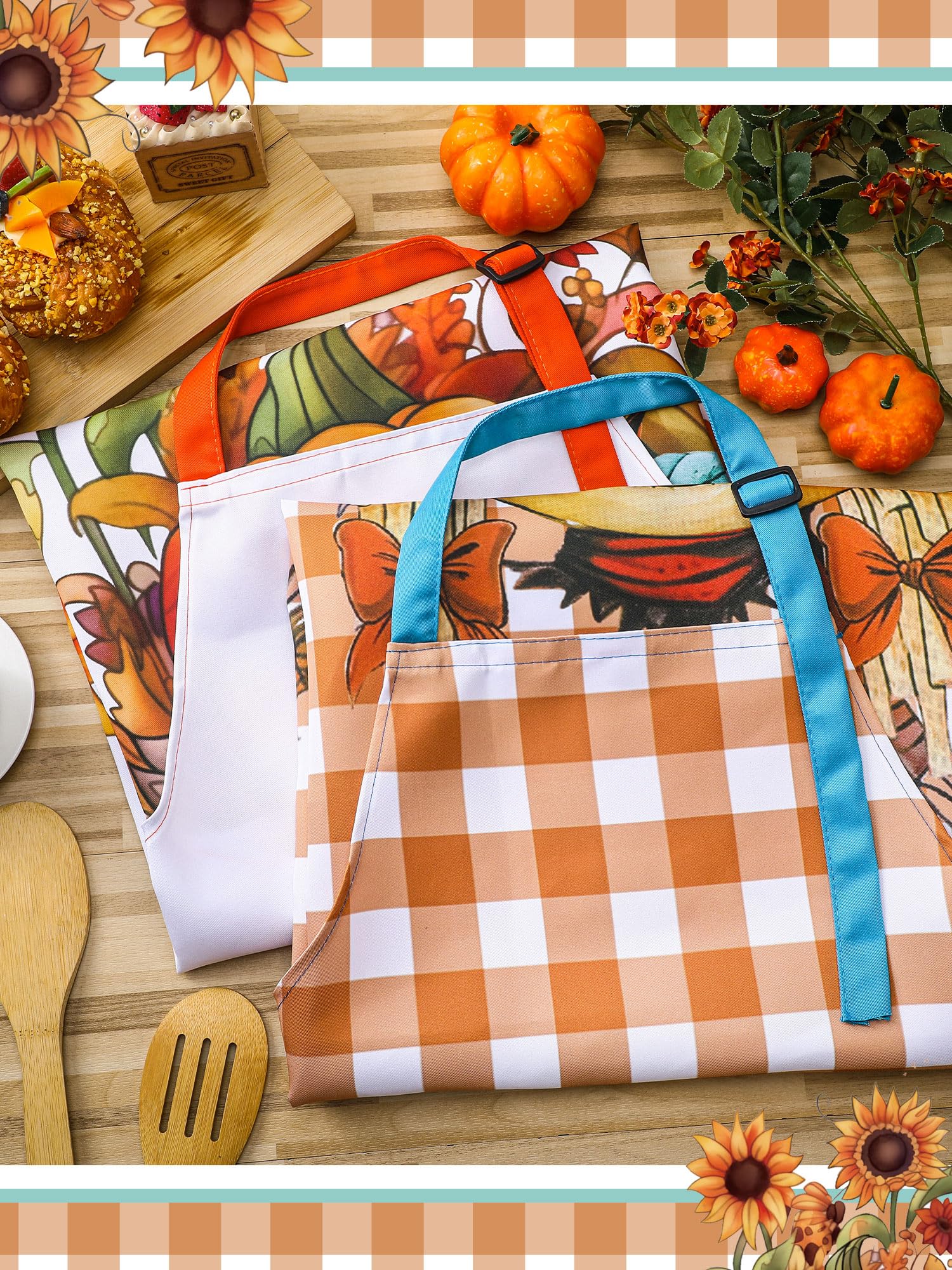 Bencailor Lot de 6 tabliers de cuisine imperméables avec poches pour l'automne et l'Action de grâce