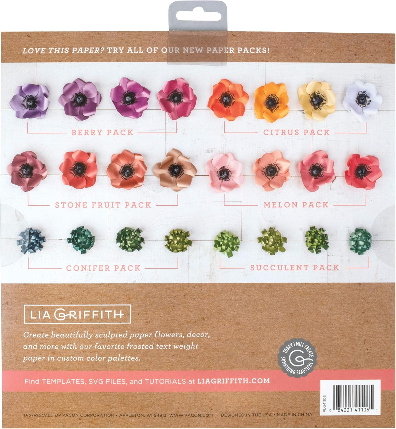 Lia Griffith Frosted Craft Paper, 12" x 12", Stone Fruit Pack 20 Sheets
